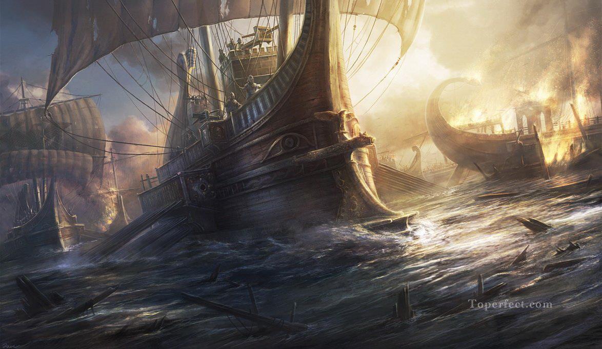 roman warship by radojavor Oil Paintings